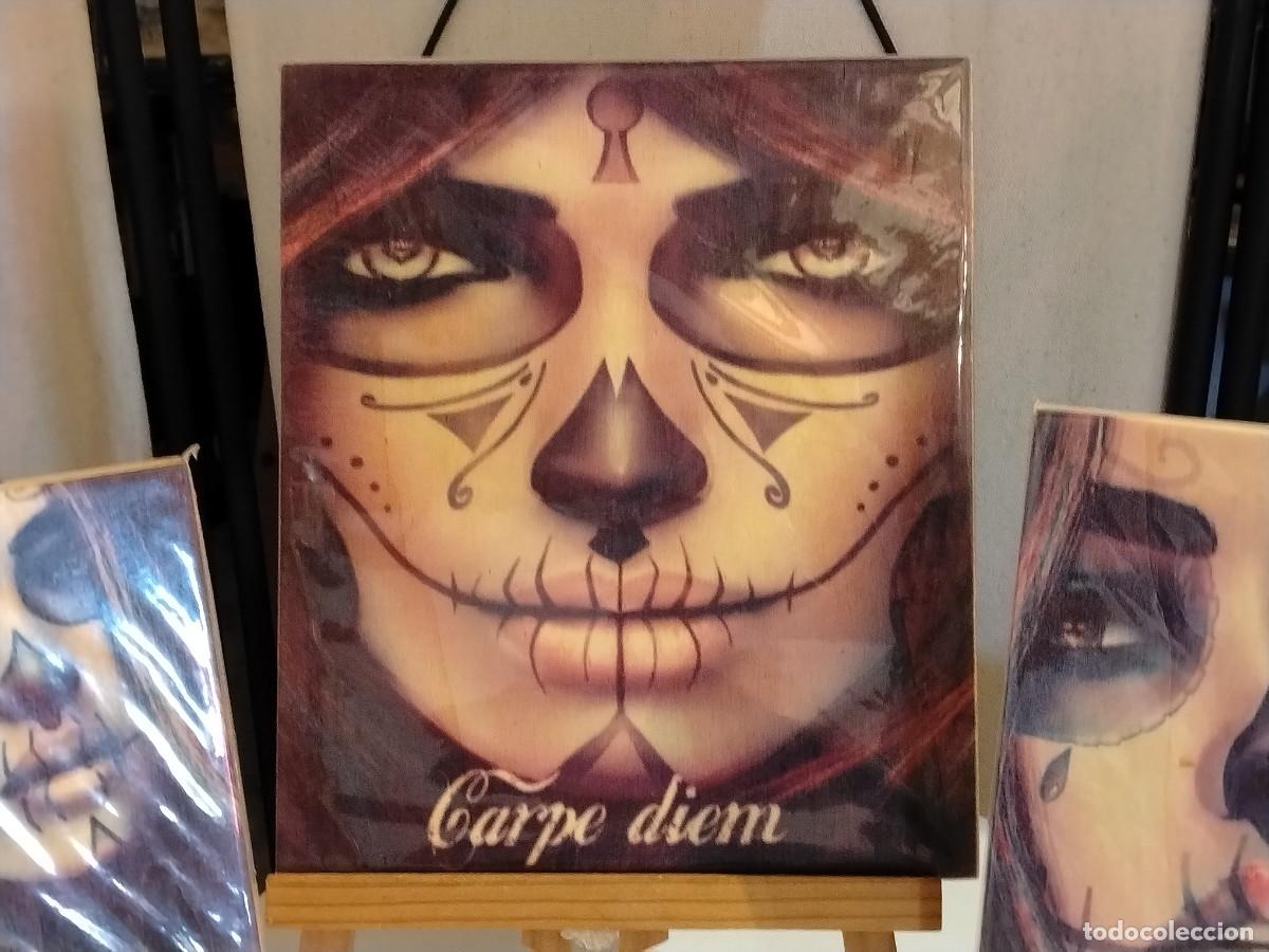 Coleccionismo: PRECIOSA COLECCI&Oacute;N CATRINA 3 CARTELES EN MADERA (CARPE DIEM)