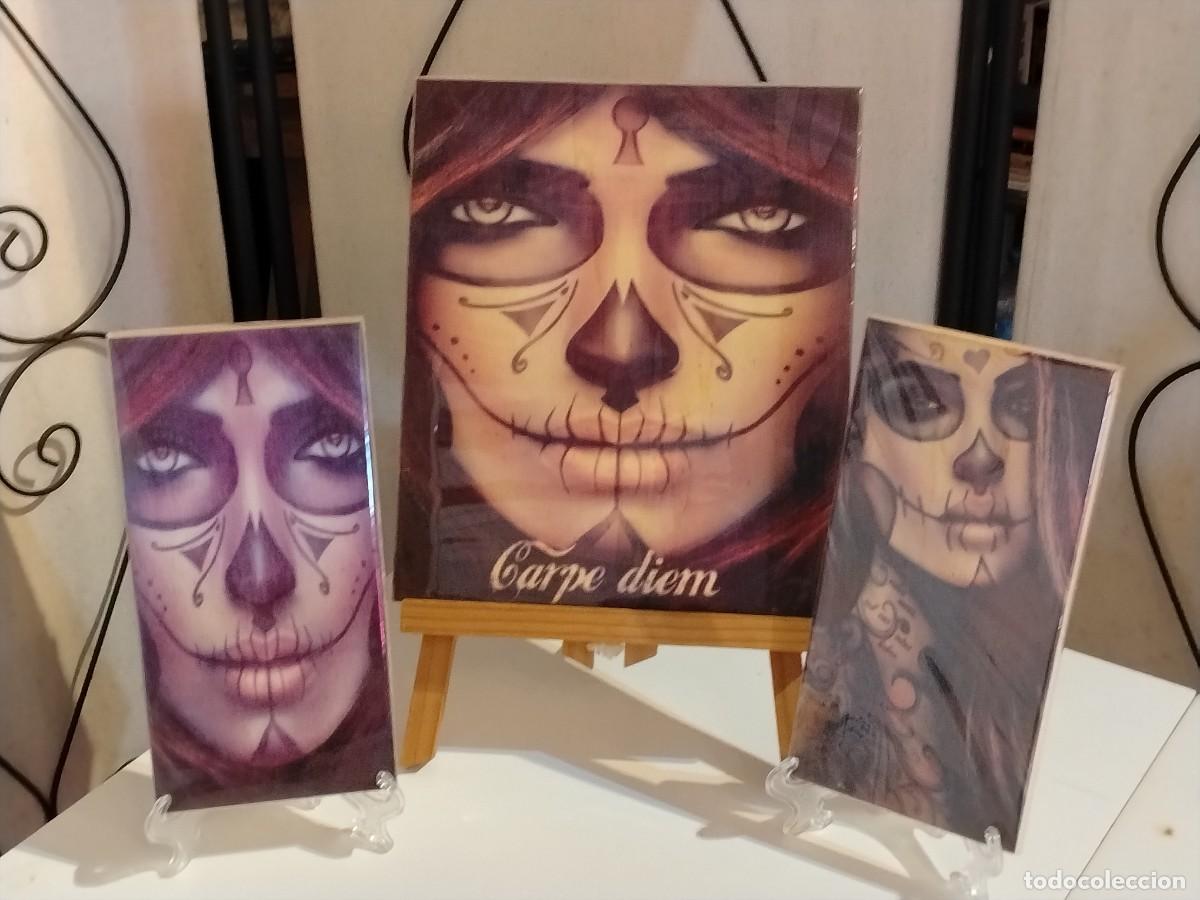 Coleccionismo: PRECIOSA COLECCI&Oacute;N CATRINA 3 CARTELES EN MADERA (CARPE DIEM)BONITOS DISE&Ntilde;OS