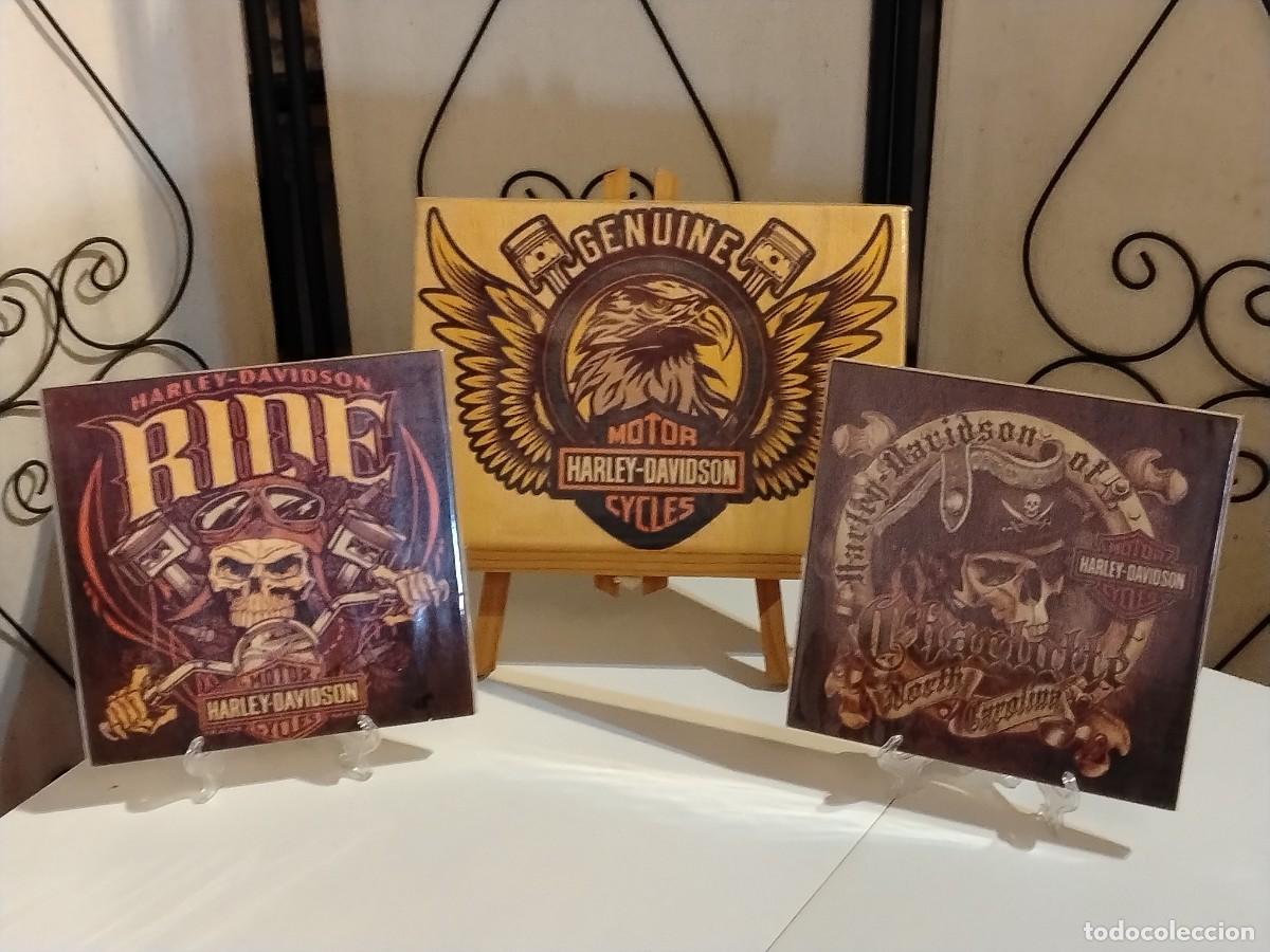 Coleccionismo: COLECCI&Oacute;N HARLE-DAVIDSON AGUILA 3 CARTELES EN MADERA