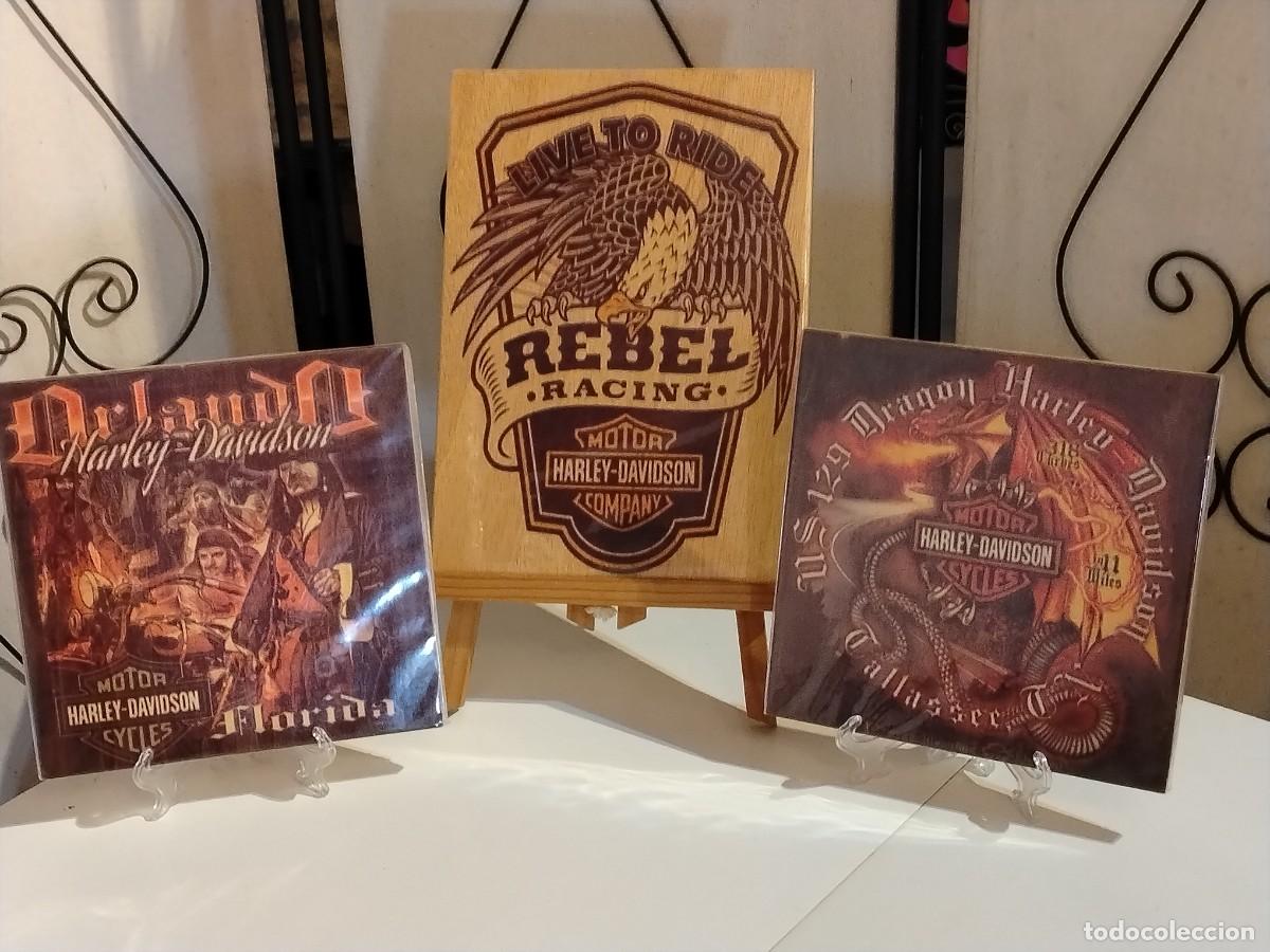 Coleccionismo: COLECCI&Oacute;N HARLE-DAVIDSON AGUILA 3 CARTELES EN MADERA