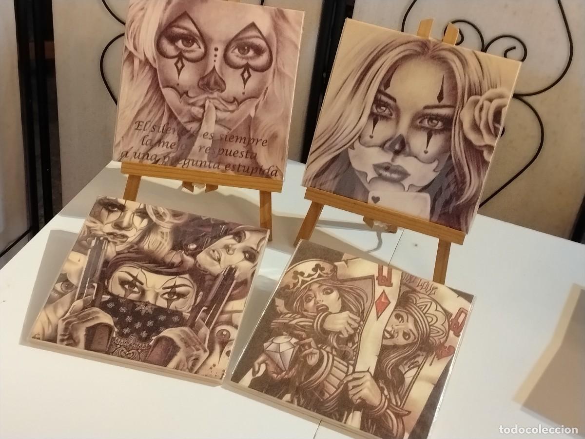 Coleccionismo: COLECCI&Oacute;N CATRINA 4 CARTELES EN MADERA DISE&Ntilde;OS RETRO