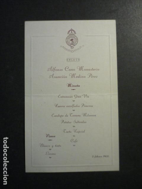 Coleccionismo: MENU HOTEL RESTAURANTE GRAN VIA 1951