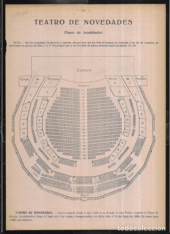 Coleccionismo: Teatro de Novedades. Barcelona Plano de Localidades./ Peque&ntilde;as causas, Grandes Efectos. historieta