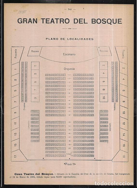 Coleccionismo: Gran Teatro del Bosque. Barcelona Plano de Localidades./ La venganza es muy sabrosa. historieta mu
