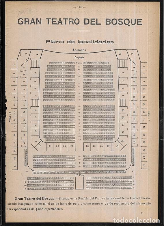 Coleccionismo: Gran Teatro del Bosque. Barcelona Plano de Localidades./ Aventura Cineg&eacute;tica. historieta muda