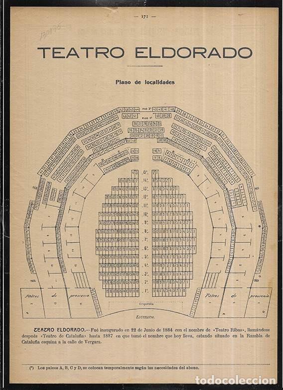 Coleccionismo: Teatro Eldorado. Barcelona Plano de Localidades./La avaricia castigada. Historieta por Equis