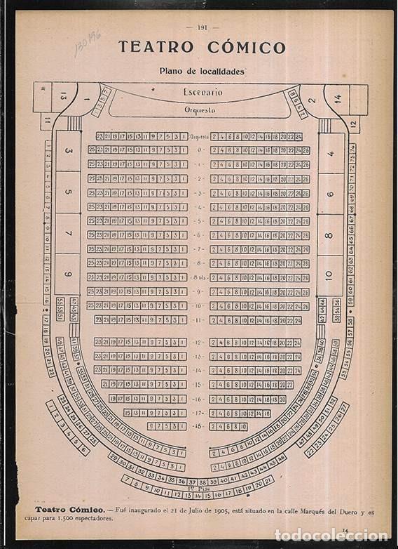 Coleccionismo: Teatro C&oacute;mico. Barcelona Plano de Localidades./El h&aacute;bito...hace el monje, por Nhijo