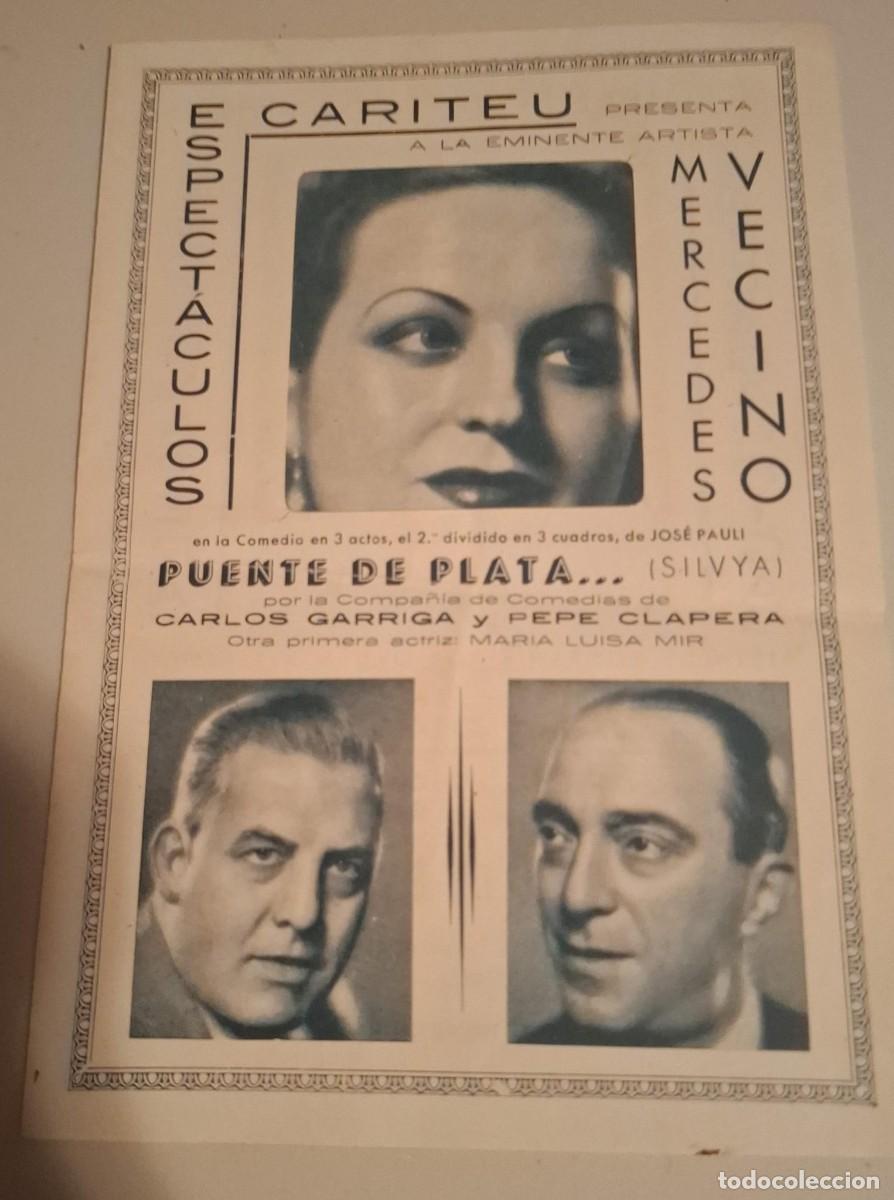 Coleccionismo: MERCEDES VECINO - PROGRAMA ESPECTACULOS CARITEU A&Ntilde;O 1.940