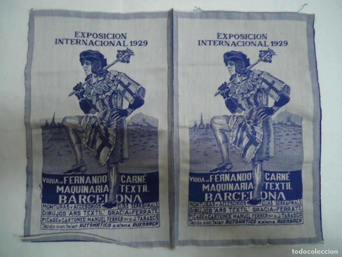 Collezionismo: TELA TIPO PARA HACER UN SACO O BOLSA DE LA EXPOSICION INTERNACIONAL DE BARCELONA DE 1929. -- 25