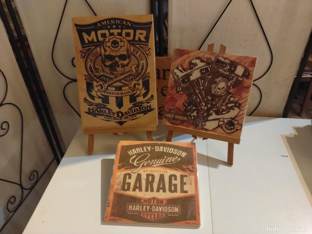 Collecting: COLECCI&Oacute;N HARLE-DAVIDSON CALAVERA 3 CARTELES EN MADERA