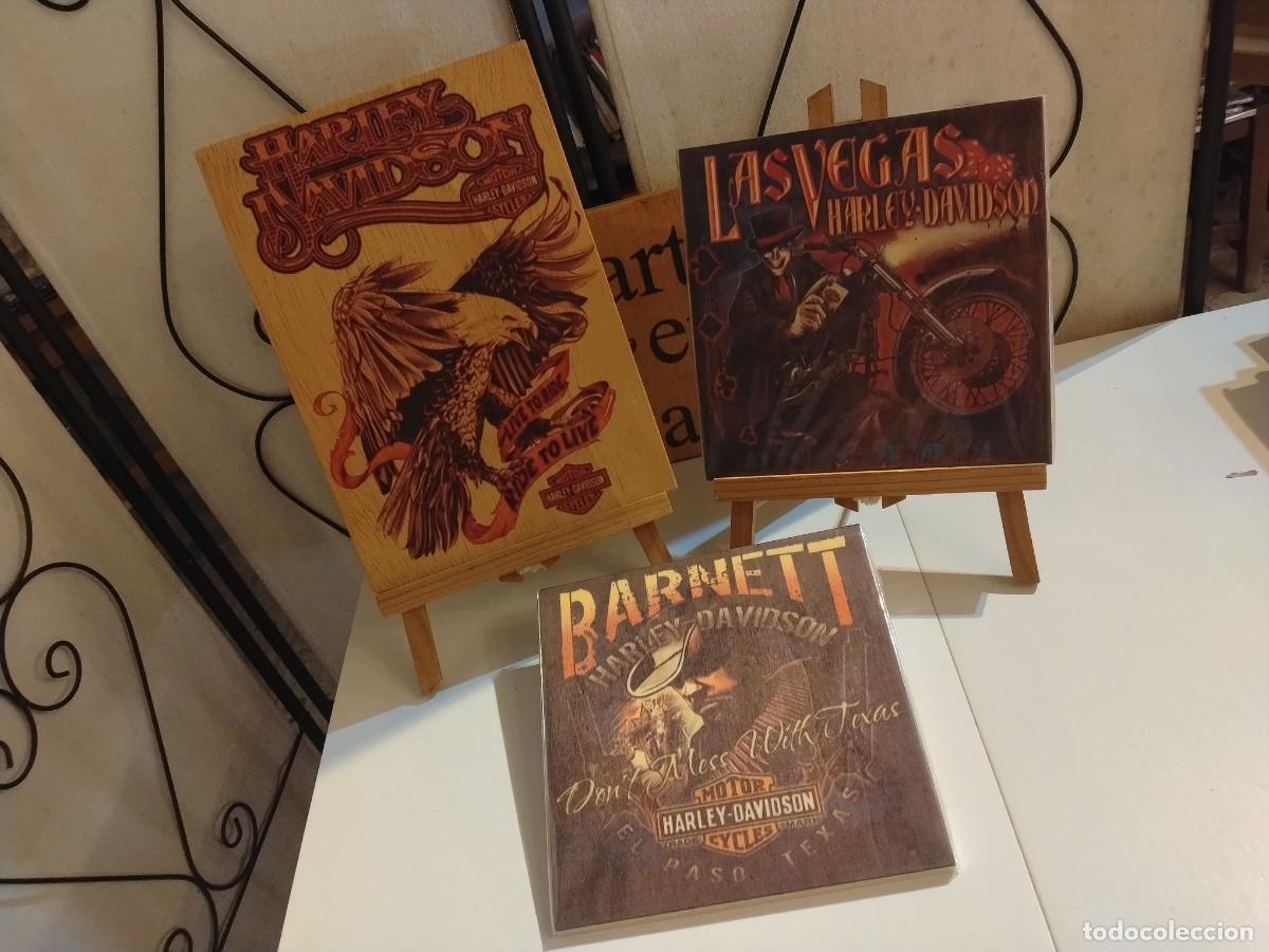 Collezionismo: COLECCI&Oacute;N HARLE-DAVIDSON AGUILA - LAS VEGAS 3 CARTELES EN MADERA