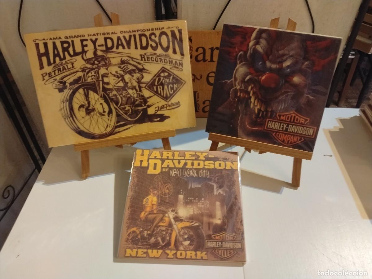 Collezionismo: COLECCI&Oacute;N HARLE-DAVIDSON - MOTO 3 CARTELES EN MADERA