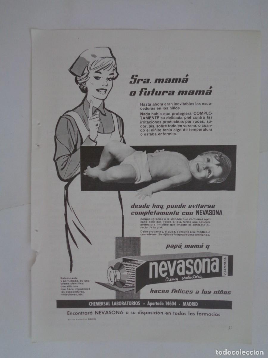 Collecting paper: HOJA DE REVISTA CON ANUNCIO DE CREMA PARA BEBES NEVASONA . A&Ntilde;OS 50