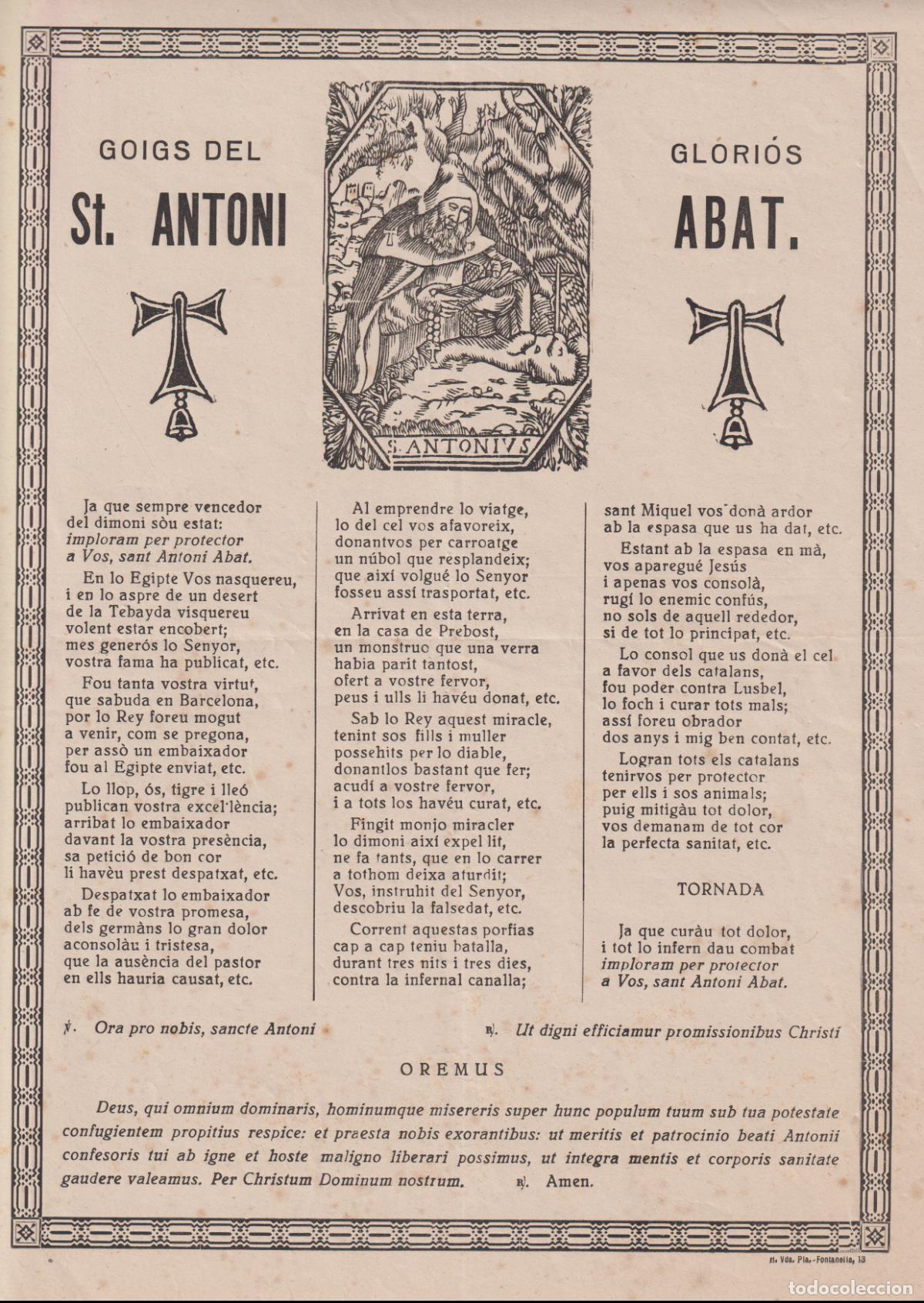 Coleccionismo: GOIGS DEL GLORI&Oacute;S ST. ANTONI ABAT