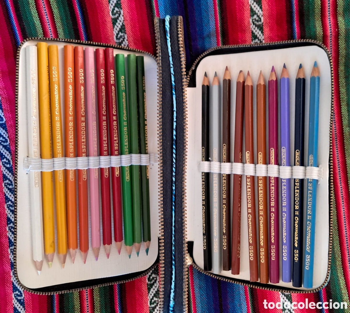Collezionismo: Estuche escolar de dos pisos 20 lapices de colores Splendor y accesorios. A&ntilde;os 80