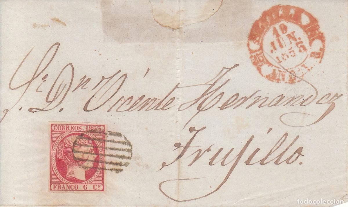 Coleccionismo: CRCAR048 CARTA SEVILLA A TRUJILLO N&ordm; 17 PARRILLA NEGRA Y BAEZA ROJO