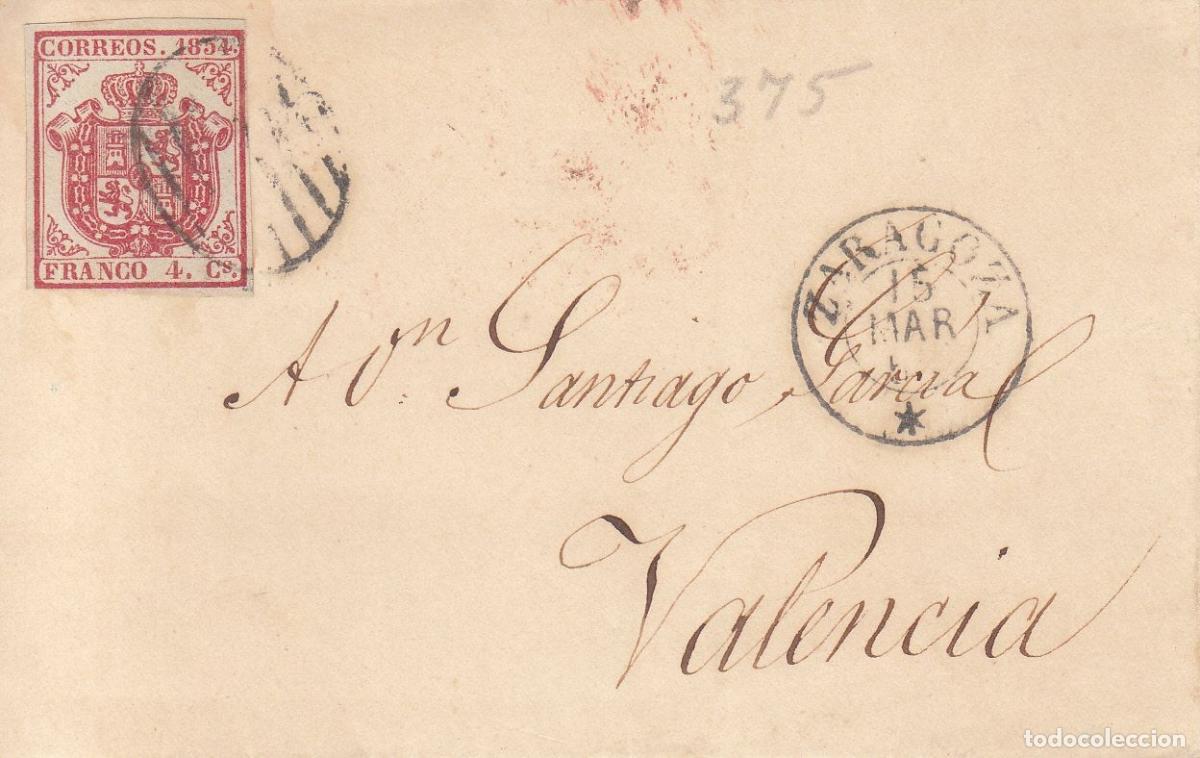 Coleccionismo: CRCAR078 ENVUELTA DE CARTA DE ZARAGOZA A VALENCIA. SELLO N&ordm; 33A. FECHADOR VALENCIA EN ROJO.