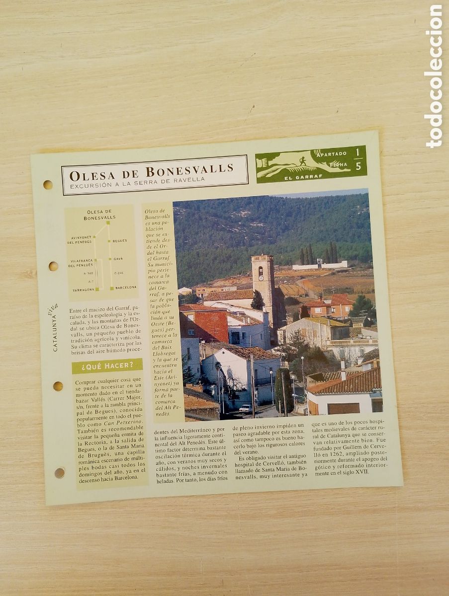 Coleccionismo: FICHA D'OLESA DE BONESVALLS. EXCURSI&Oacute;N A LA SERRA DE RAVELLA. EL GARRAF