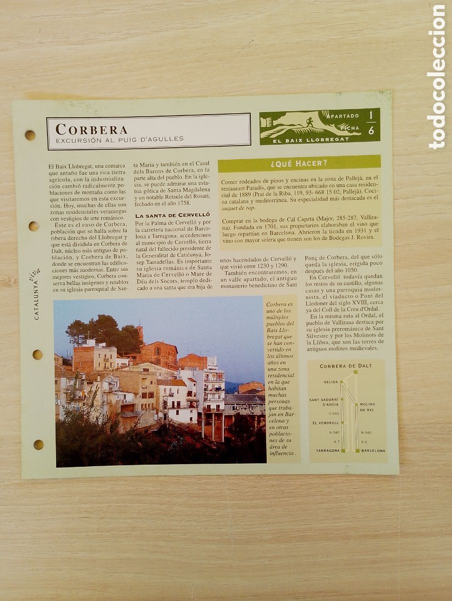 Colecionismo: FICHA DE CORBERA. EXCURSI&Oacute;N AL PUIG D'AGULLES. EL BAIX LLOBREGAT