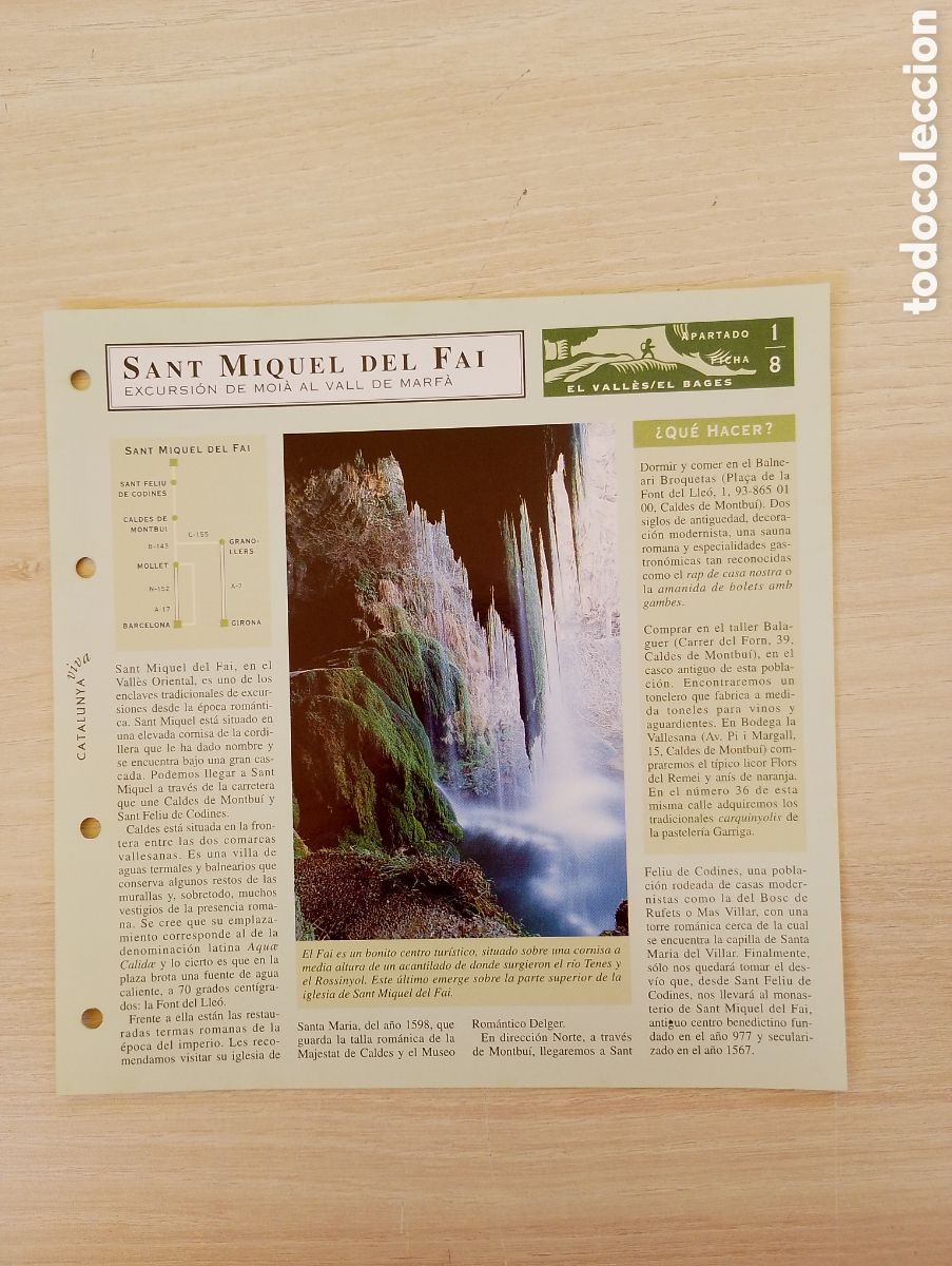Sammelleidenschaft Papier: FICHA DE SANT MIQUEL DEL FAI. EXCURSI&Oacute;N DE MOI&Agrave; AL VALL DE MARF&Agrave;. EL VALL&Eacute;S / EL BAGES