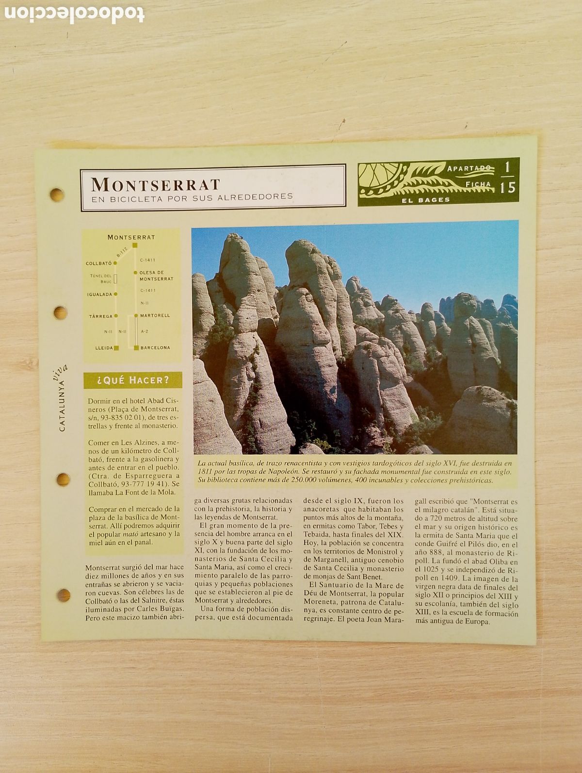Collecting paper: FICHA DE MONTSERRAT. EN BICIBLETA POR SUS ALREDEDORES. EL BAGES