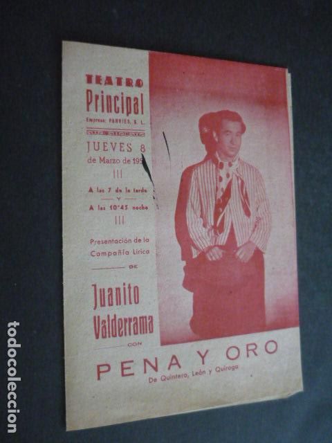 Sammelleidenschaft Papier: ALICANTE TEATRO PRINCIPAL PROGRAMA 1951 PENA Y ORO JUANITO VALDERRAMA