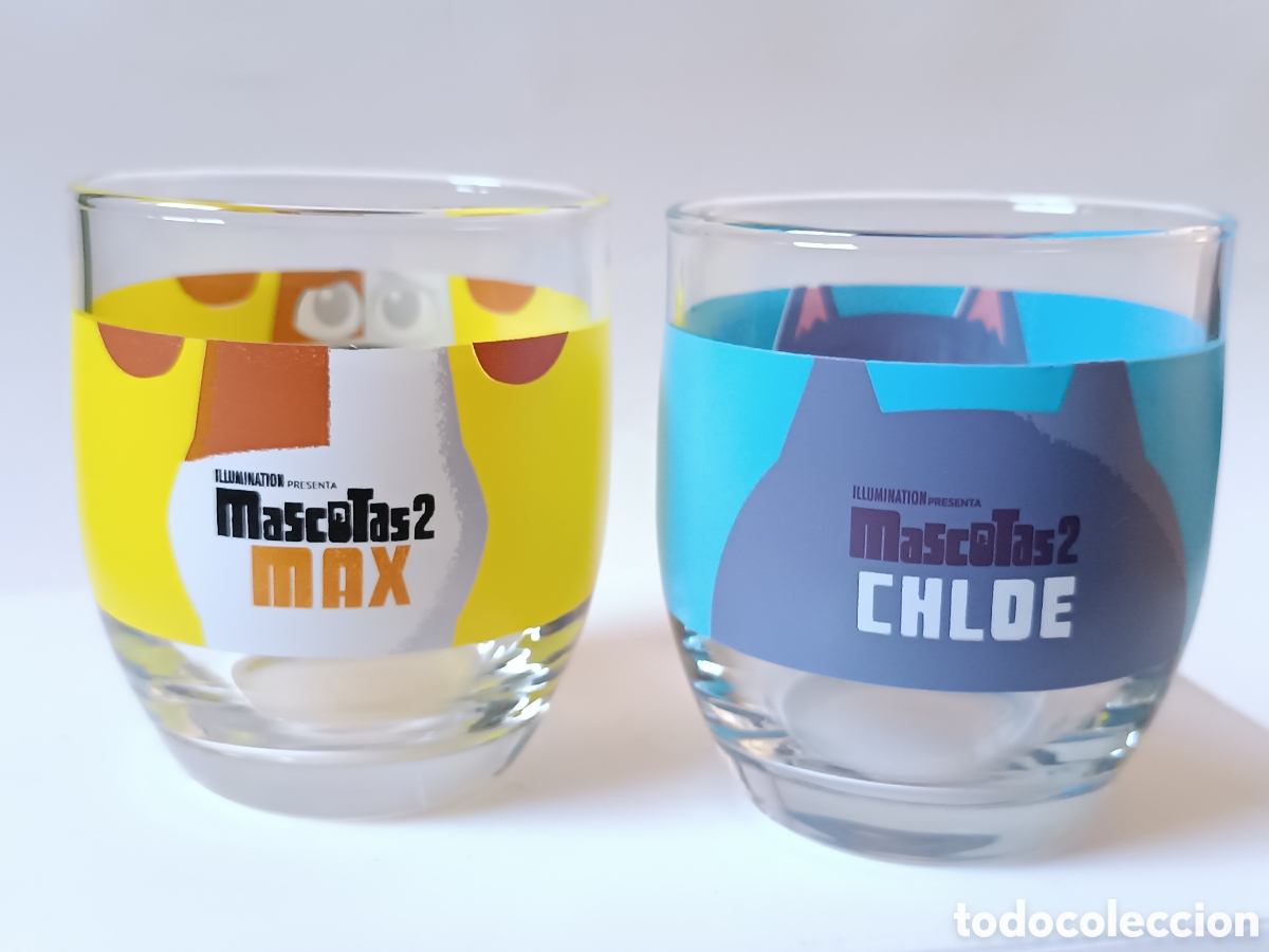 Coleccionismo: ⭐ LOTE ⭐ 2 vasos de NOCILLA - MASCOTAS 2 - Chloe + Max - Universal Studios - Foto 2