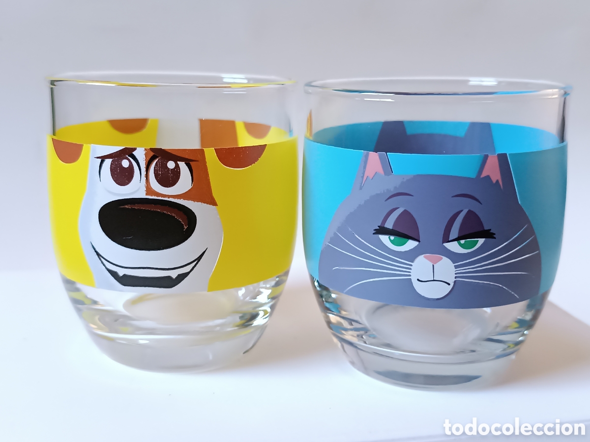 Coleccionismo: ⭐ LOTE ⭐ 2 vasos de NOCILLA - MASCOTAS 2 - Chloe + Max - Universal Studios - Foto 1