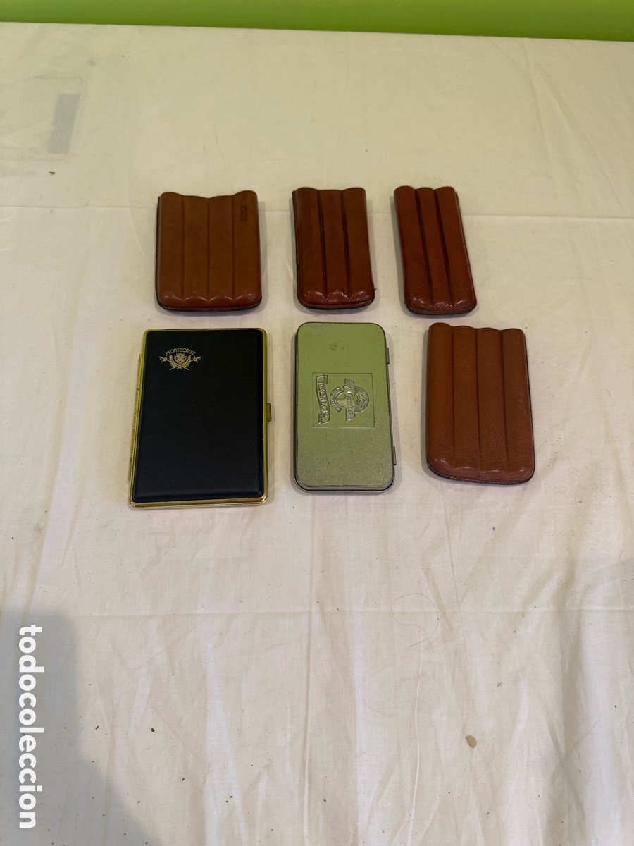 Coleccionismo: Lote de 8 piezas para puros y tabaco &ndash; 6 estuches Piel Noble + 2 cajas vintage