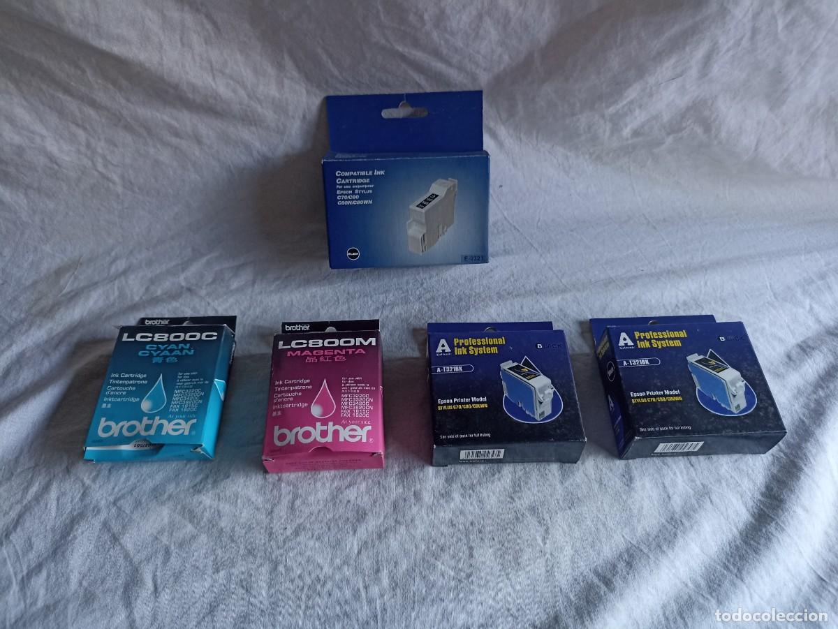 Coleccionismo: Lote 5 cartuchos de tinta para impresora Epson y Brother