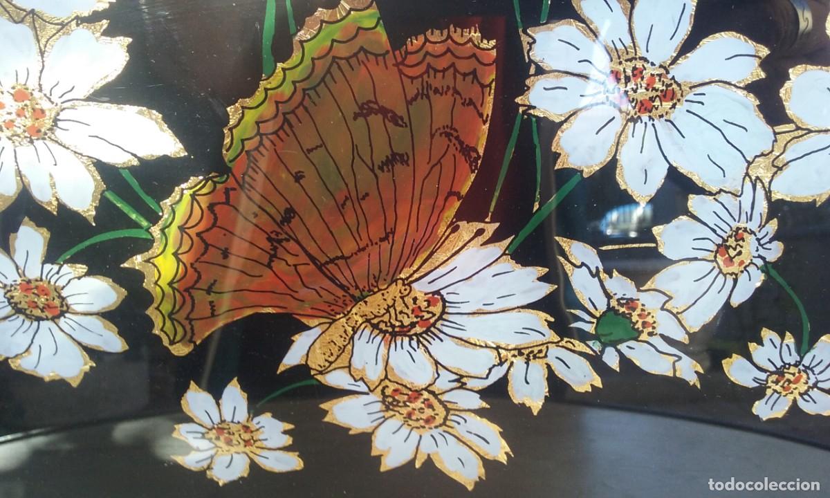 Coleccionismo: BANDEJA RECTANGULAR CON ASAS. DECORACI&Oacute;N FLORAL Y MARIPOSAS. - Foto 5