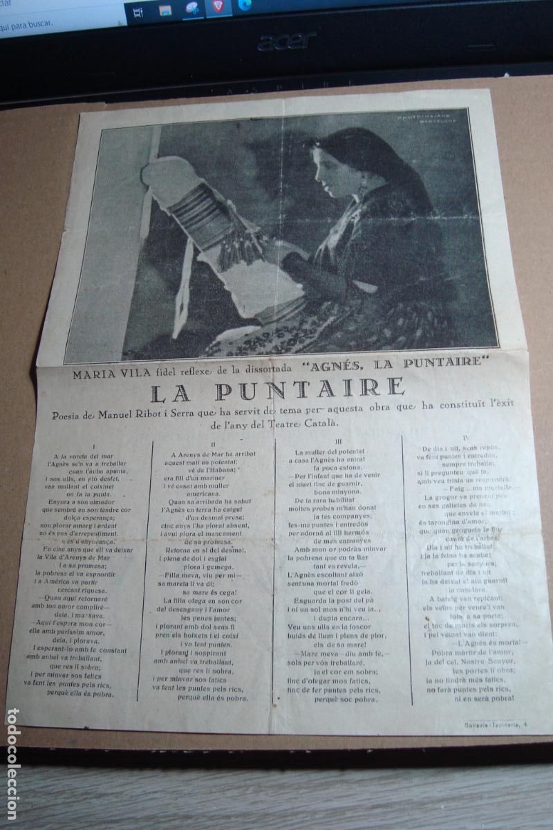 Coleccionismo: PROGRAMA LA PUNTAIRE. COMPA&Ntilde;IA CATALANA VILA-DAVI. MARIA VILA. SALON MODERNO 1927