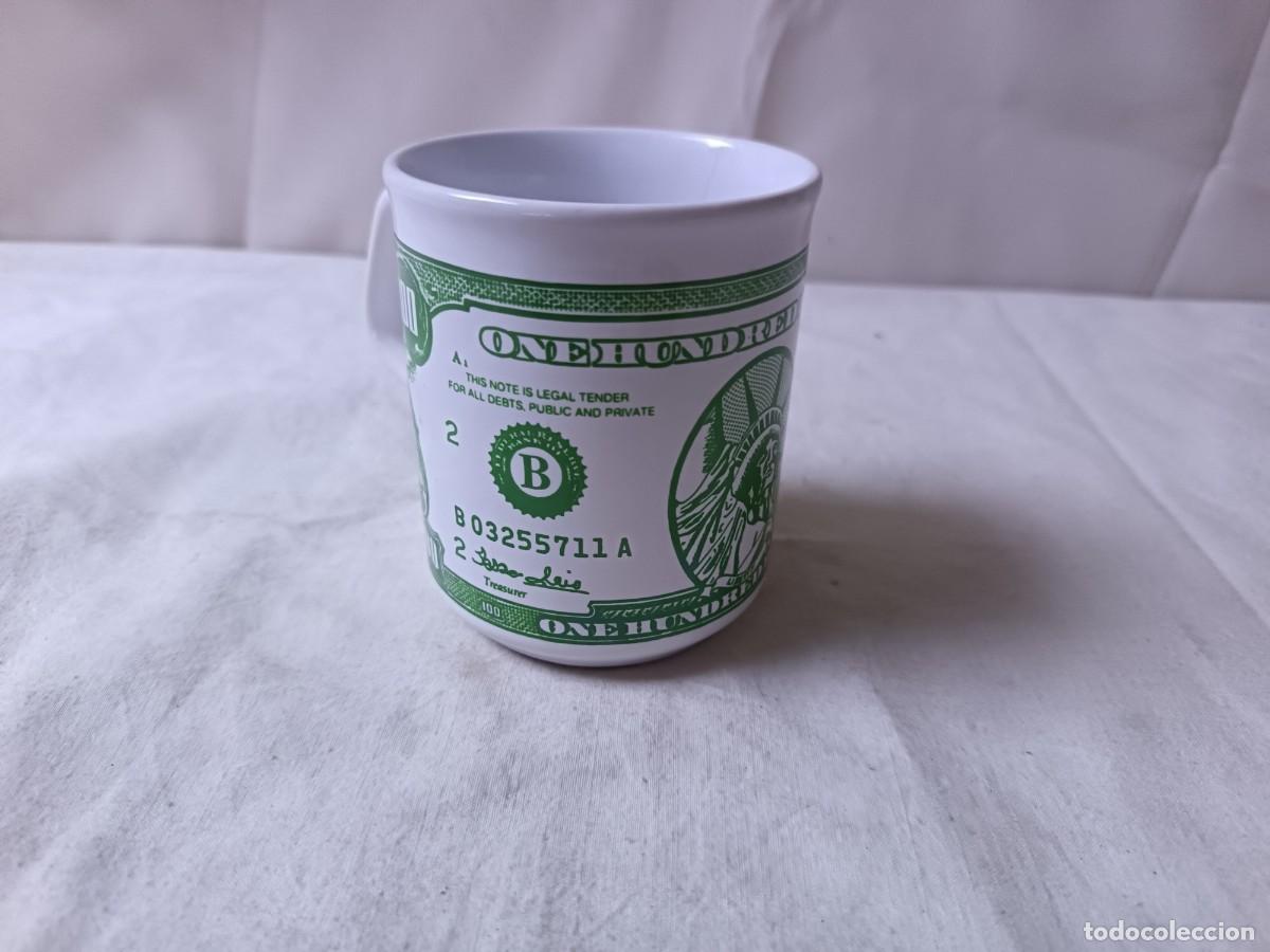 Coleccionismo: taza de desayuno con la imagen del billete de 100 d&oacute;lares