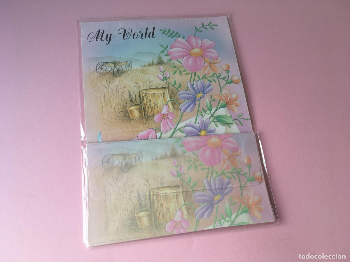 Coleccionismo: CONJUNTO PAPEL DE CARTA ESTILO HOJAS PERFUMADAS MY WORLD A&Ntilde;OS 80 TAIWAN