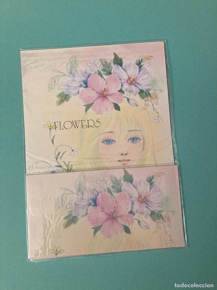 Coleccionismo: CONJUNTO PAPEL DE CARTA ESTILO HOJAS PERFUMADAS FLOWERS A&Ntilde;OS 80 TAIWAN