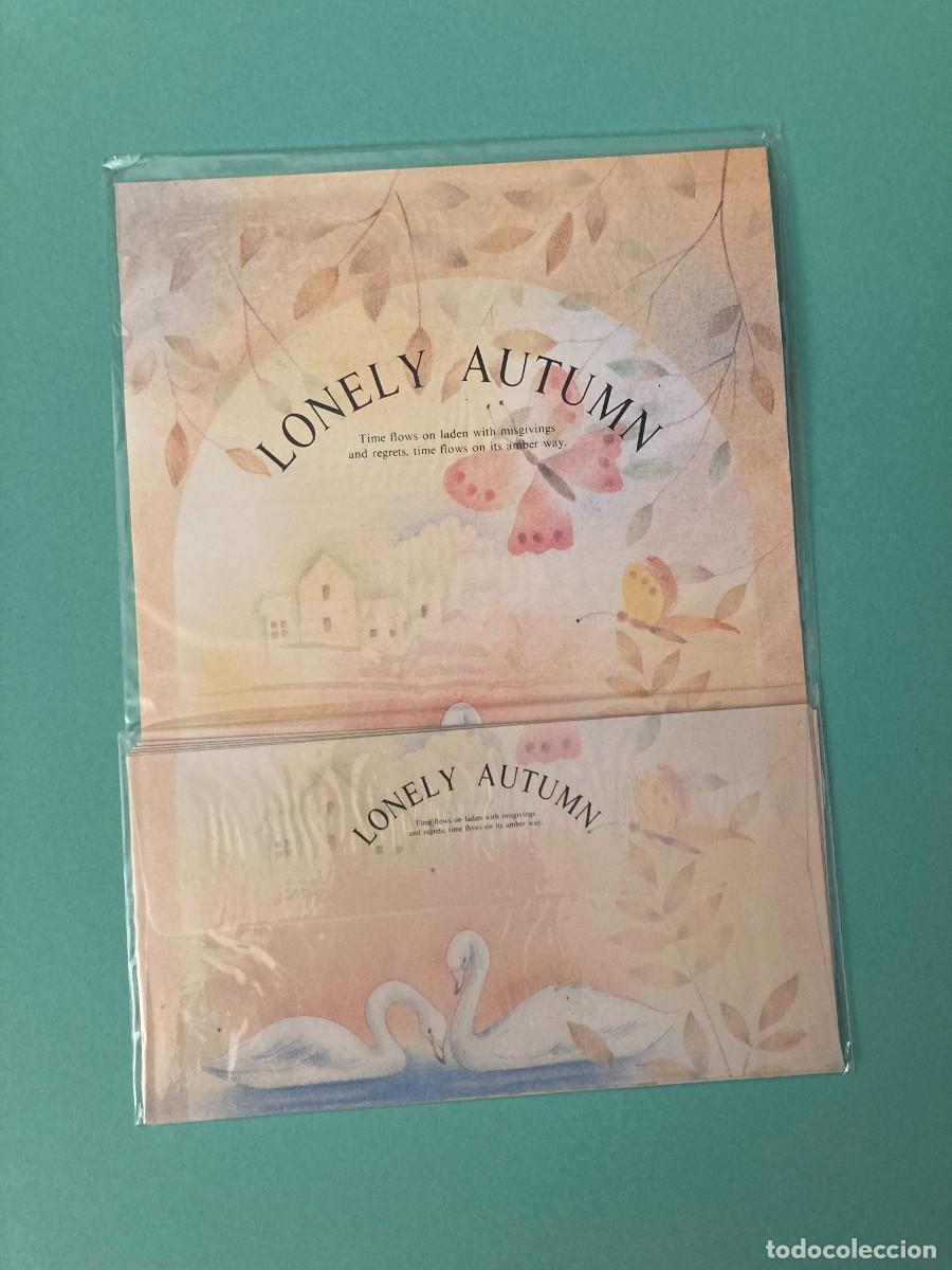 Coleccionismo: CONJUNTO PAPEL DE CARTA ESTILO HOJAS PERFUMADAS LONELY AUTUMN A&Ntilde;OS 80 TAIWAN