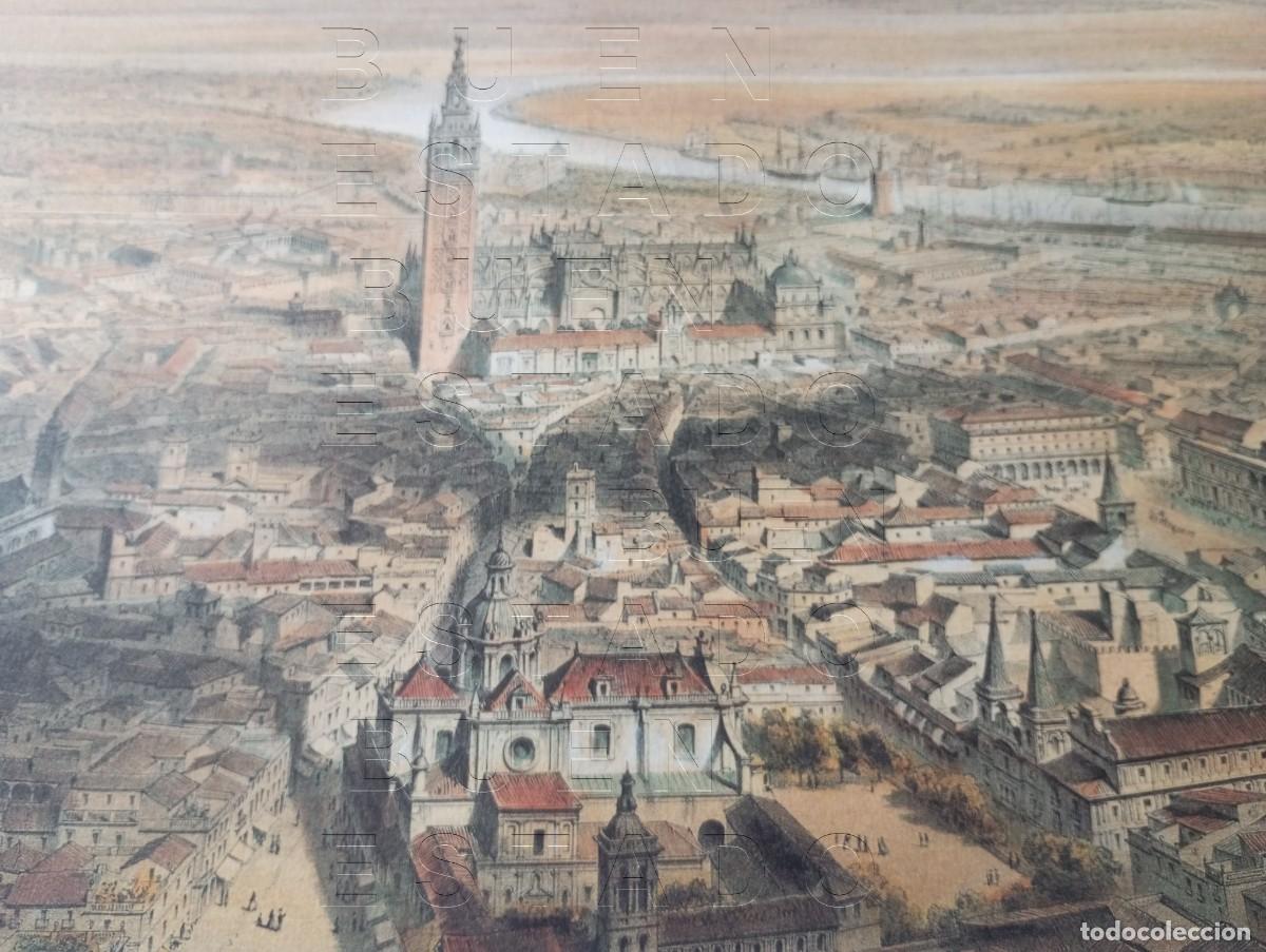 Coleccionismo: SEVILLA DESDE SAN SALVADOR LAMINA EN PAPEL GRUESO DE GRAN CALIDAD 57X42 M32