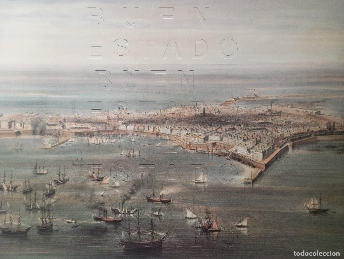 Coleccionismo: CADIZ VISTA AEREA ALFRED GUESDON LAMINA EN PAPEL FRUESO DE GRAN CALIDAD 57X42 M32