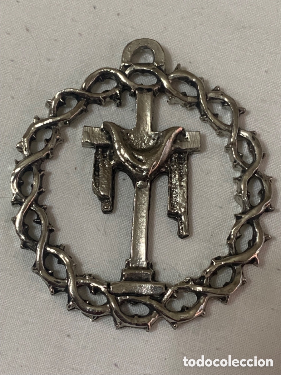 Collezionismo: Medalla religiosa Semana Santa &ndash; Cruz y s&iacute;mbolos de la Pasi&oacute;n &ndash; Corona de Espinas &ndash; 6 cm