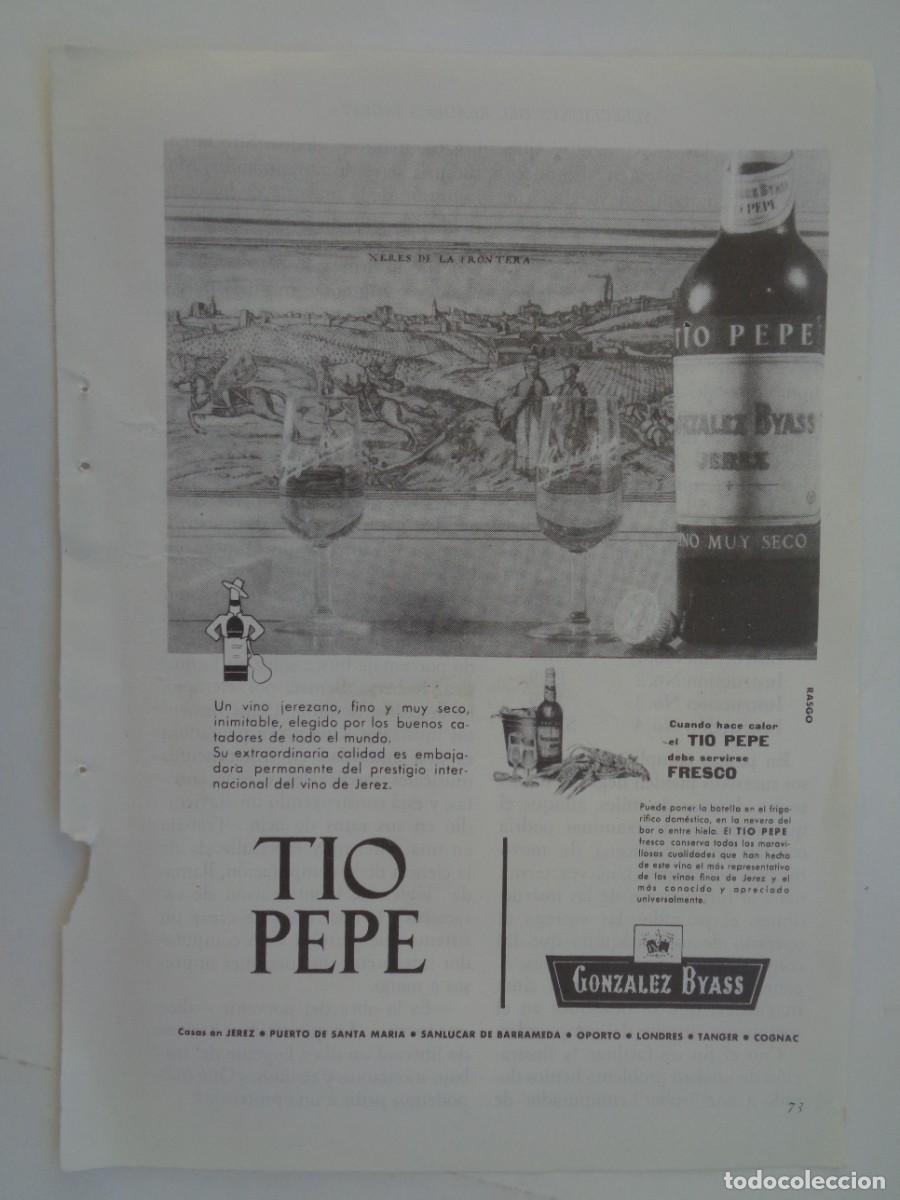 Collectionnisme: HOJA DE REVISTA CON ANUNCIO DE VINO DE JEREZ TIO PEPE DE GONZALEZ BYASS . A&Ntilde;OS 60