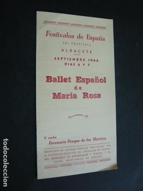 Sammelleidenschaft Papier: ALBACETE BALLET ESPA&Ntilde;OL DE MARIA ROSA PROGRAMA 1966