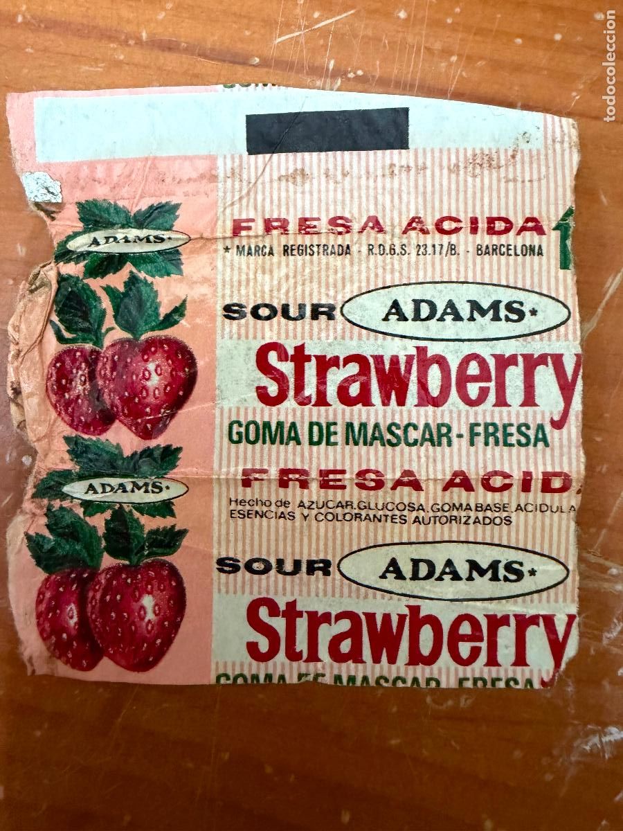 Coleccionismo: Envoltorio chicle Strawberry adams