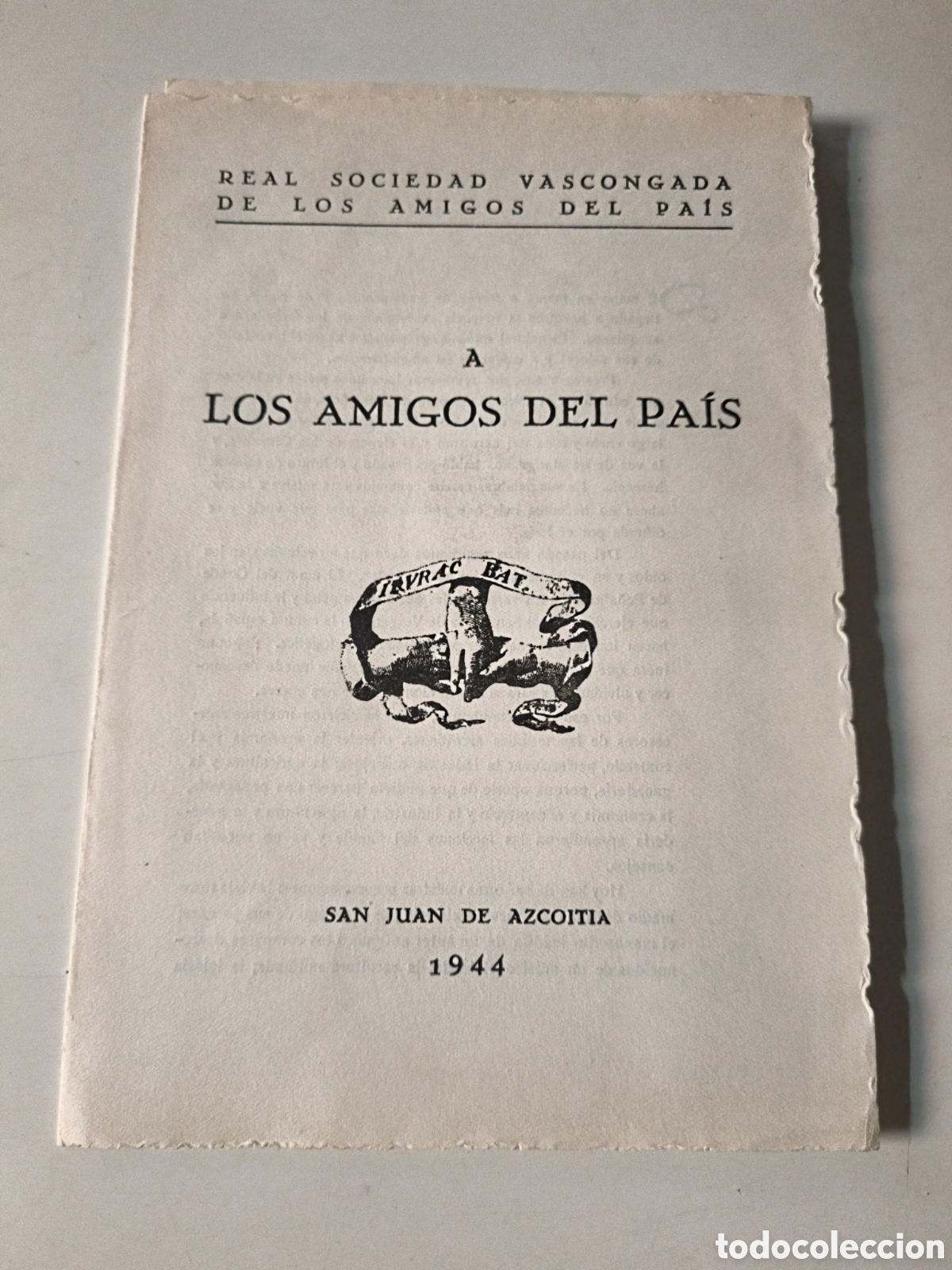 Colecionismo: Real Sociedad Vascongadas de los amigos del pais. 1944