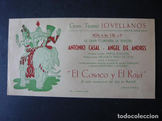Collezionismo: GIJON ASTURIAS GRAN TEATRO JOVELLANOS CARTEL MANO ANTONIO CASAL ANGEL DE ANDRES EL COSACO Y EL RAJA