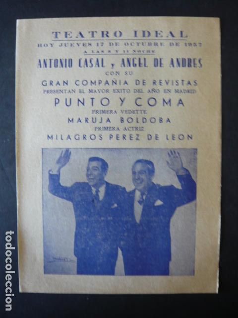 Collezionismo: TEATRO IDEAL CARTEL DE MANO ANTONIO CASAL ANGEL DE ANDRES COMPA&Ntilde;IA DE REVISTAS PUNTO Y COMA