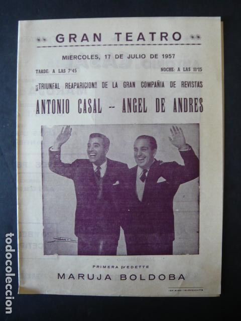 Collezionismo: GRAN TEATRO PROGRAMA ANTONIO CASAL ANGEL DE ANDRES COMPA&Ntilde;IA DE REVISTAS PUNTO Y COMA