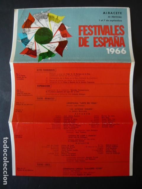 Collezionismo: ALBACETE FESTIVALES DE ESPA&Ntilde;A 1966 PROGRAMA TEATRO DESPLEGABLE