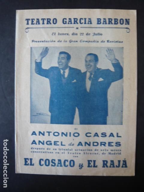 Collezionismo: VIGO TEATRO GRACIA BARBON EL COSACO Y EL RAJA CON ANTONIO CASAL Y ANGEL DE ANDRES PROGRAMA