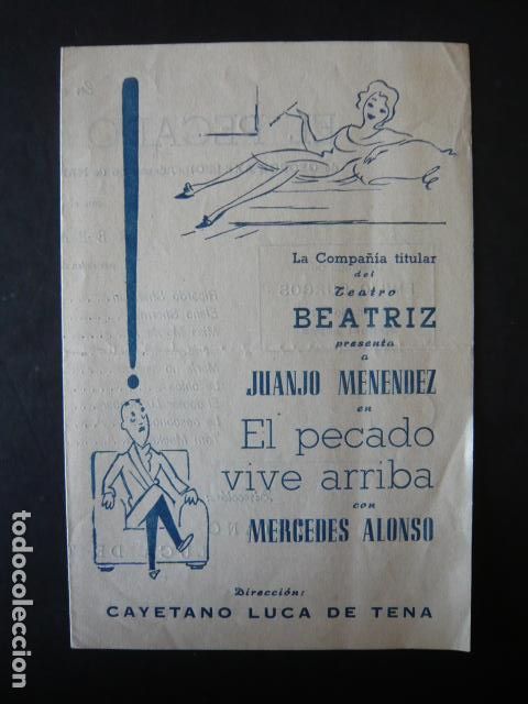 Colecionismo: MADRID TEATRO BEATRIZ EL PECADO VIVE ARRIBA CON MERCEDES ALONSO PROGRAMA