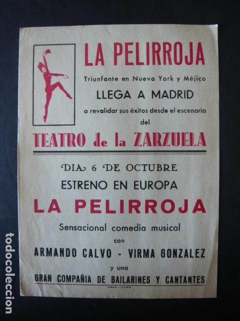 Colecionismo: MADRID TEATRO DE LA ZARZUELA LA PELIRROJA CON VIRMA GONZALEZ PROGRAMA